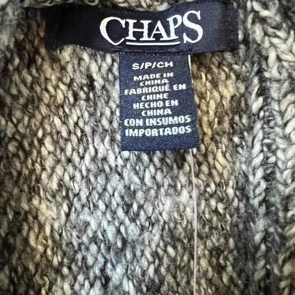 Chaps Gray Cardigan Sweater Gray Oversized Collar Size Small. Nwt - Picture 8 of 8
